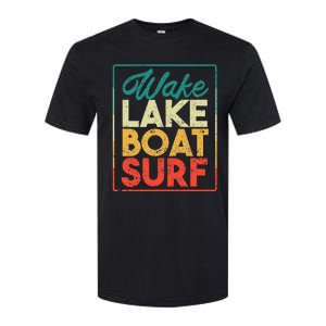 Wake Lake Boat Surf Funny Wakesurf Board Surfing Surfer Softstyle CVC T-Shirt