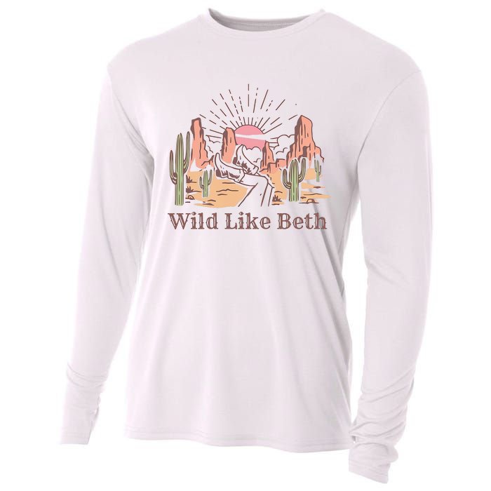 Wild Like Beth Western Retro Vintage Cowboy Cowgirl Cooling Performance Long Sleeve Crew