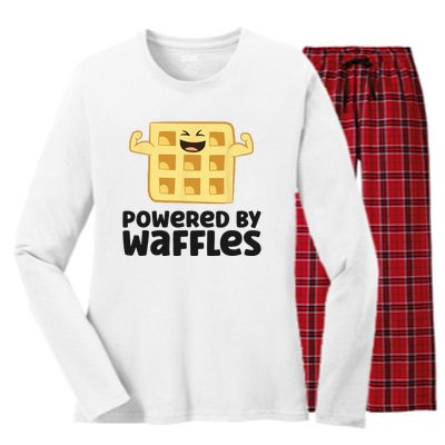 Waffle Lover Breakfast Waffles Powered By Waffles Women's Long Sleeve Flannel Pajama Set 