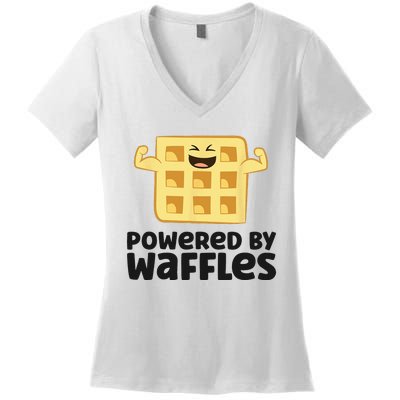 Waffle Lover Breakfast Waffles Powered By Waffles Women's V-Neck T-Shirt