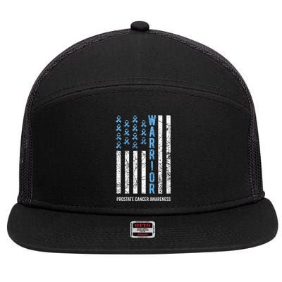 Warrior Light Blue Ribbon Prostate Cancer Awareness 7 Panel Mesh Trucker Snapback Hat