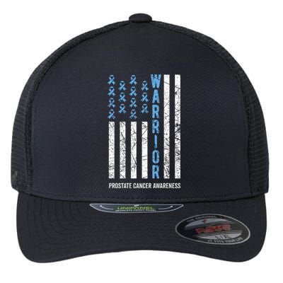 Warrior Light Blue Ribbon Prostate Cancer Awareness Flexfit Unipanel Trucker Cap