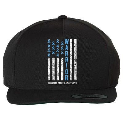 Warrior Light Blue Ribbon Prostate Cancer Awareness Wool Snapback Cap