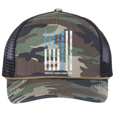 Warrior Light Blue Ribbon Prostate Cancer Awareness Retro Rope Trucker Hat Cap