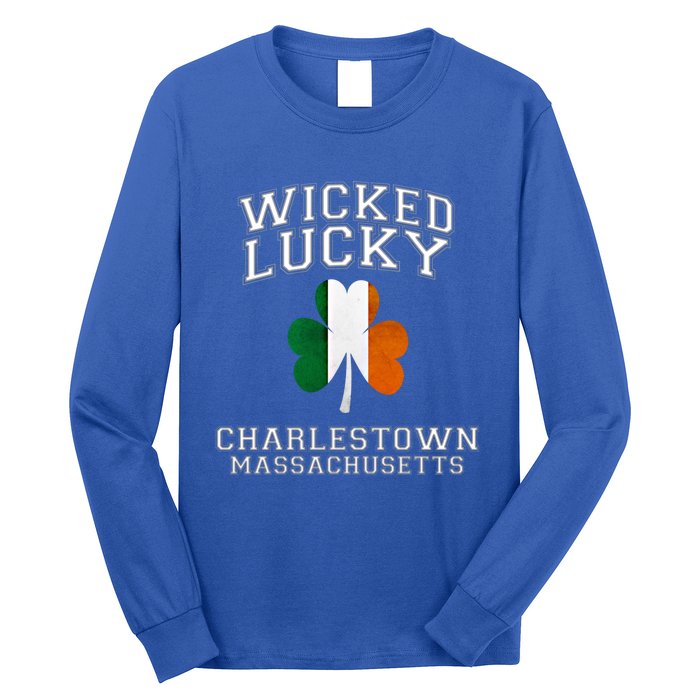 Wicked Lucky Charlestown Boston Massachusetts Irish Flag Great Gift Long Sleeve Shirt