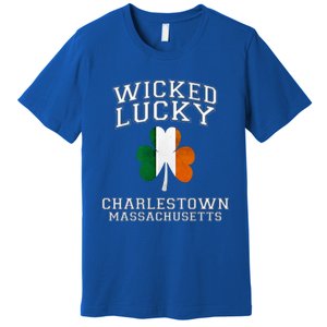 Wicked Lucky Charlestown Boston Massachusetts Irish Flag Great Gift Premium T-Shirt