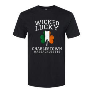 Wicked Lucky Charlestown Boston Massachusetts Irish Flag Great Gift Softstyle CVC T-Shirt