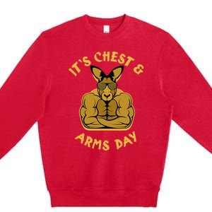 Weight Lifting Chest Arms Day Kangaroo Premium Crewneck Sweatshirt