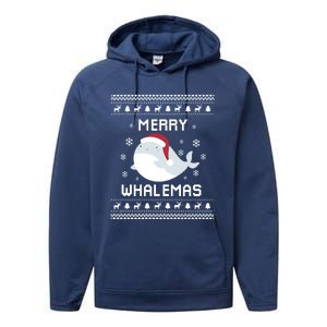 Whale Lover Christmas Ugly Xmas Whale Sweater Whale Gift Great Gift Performance Fleece Hoodie