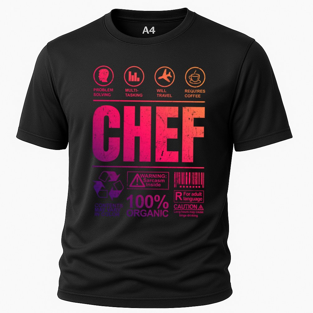 Warning Label Caution Chef At Work Sign Gift Performance Shirt