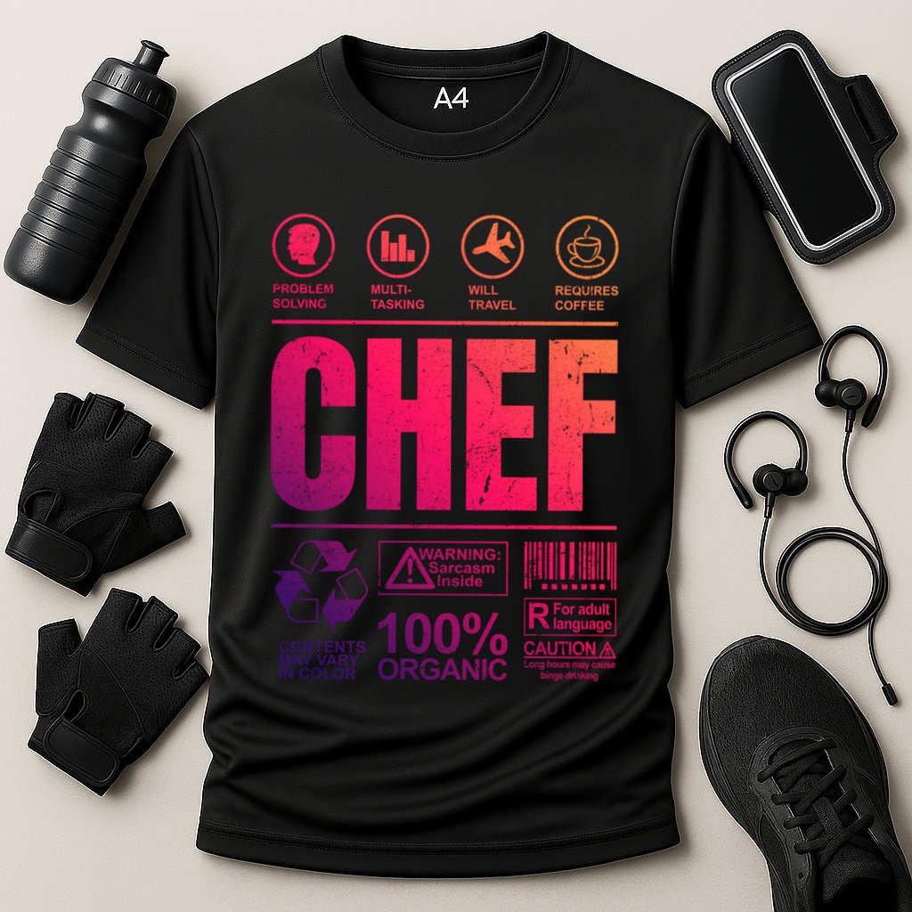 Warning Label Caution Chef At Work Sign Gift Performance Shirt