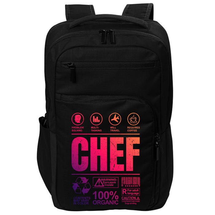 Warning Label Caution Chef At Work Sign Gift Impact Tech Backpack