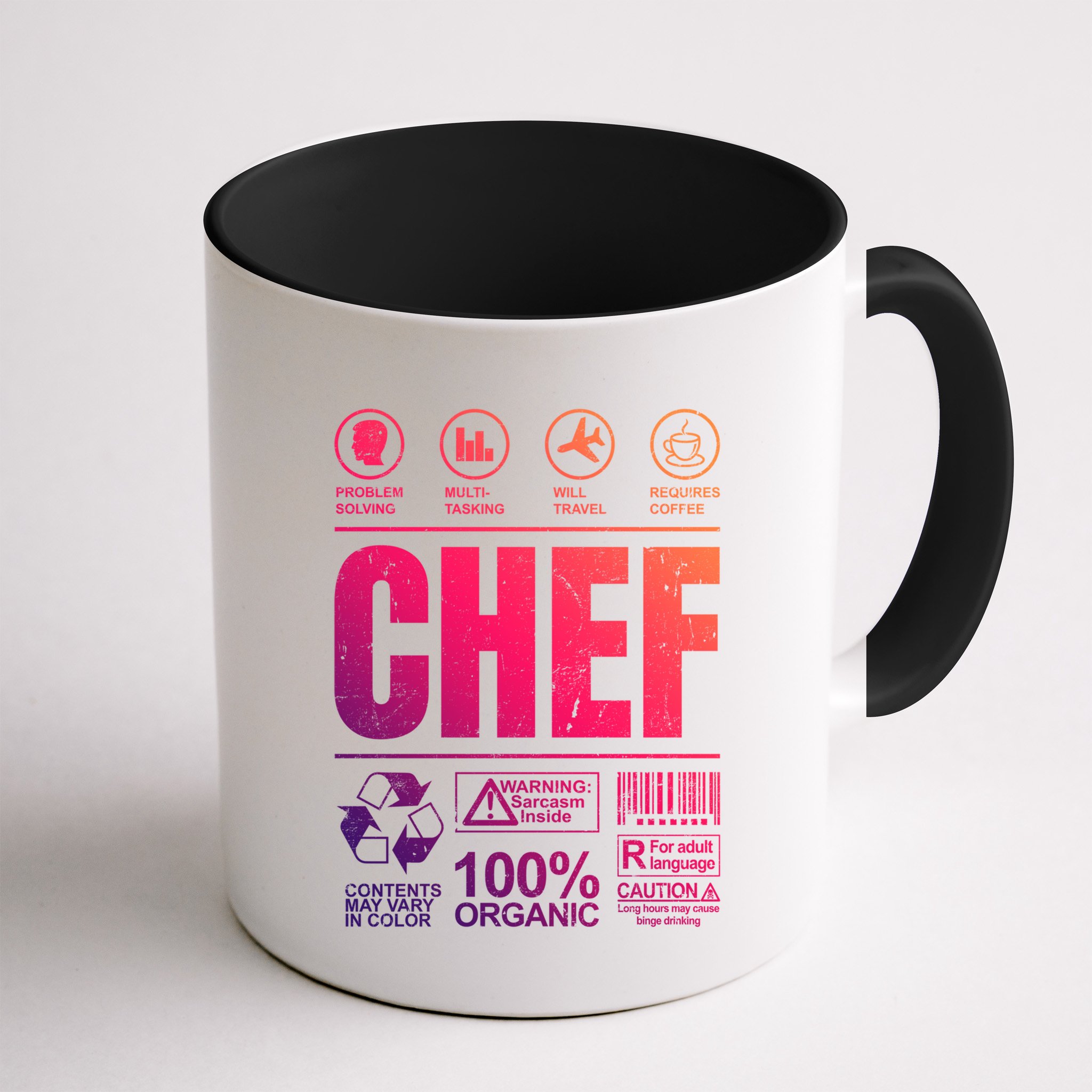 Warning Label Caution Chef At Work Sign Gift Mug
