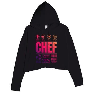 Warning Label Caution Chef At Work Sign Gift Crop Fleece Hoodie