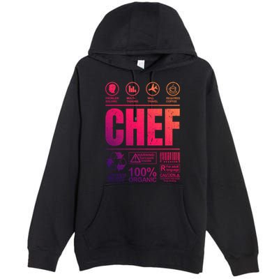 Warning Label Caution Chef At Work Sign Gift Premium Pullover Hoodie