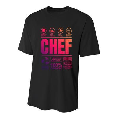Warning Label Caution Chef At Work Sign Gift Youth Performance Sprint T-Shirt