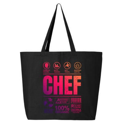 Warning Label Caution Chef At Work Sign Gift 25L Jumbo Tote