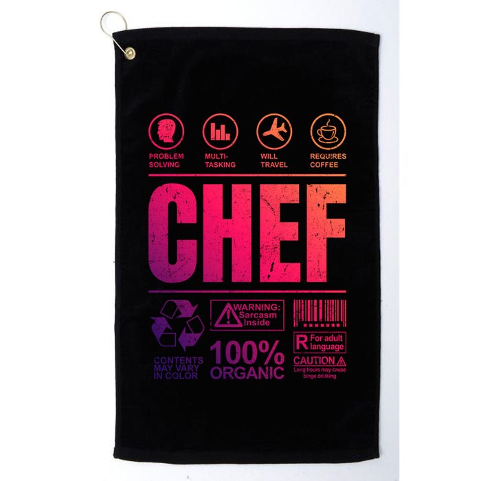 Warning Label Caution Chef At Work Sign Gift Golf Towel