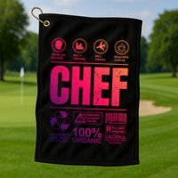 Warning Label Caution Chef At Work Sign Gift Golf Towel