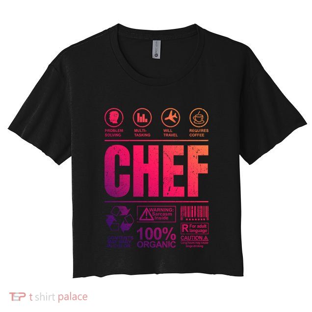 Warning Label Caution Chef At Work Sign Gift Crop Top
