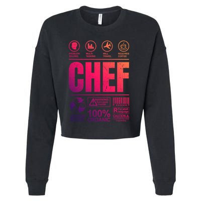 Warning Label Caution Chef At Work Sign Gift Cropped Pullover Crew