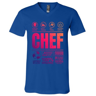 Warning Label Caution Chef At Work Sign Gift V-Neck T-Shirt