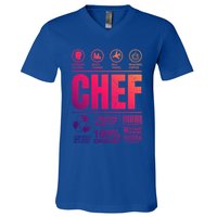 Warning Label Caution Chef At Work Sign Gift V-Neck T-Shirt