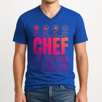 Warning Label Caution Chef At Work Sign Gift V-Neck T-Shirt
