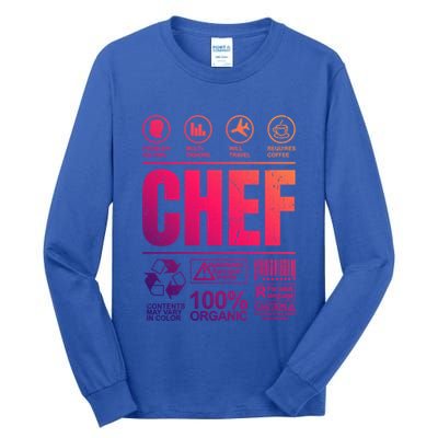 Warning Label Caution Chef At Work Sign Gift Tall Long Sleeve T-Shirt
