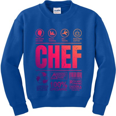 Warning Label Caution Chef At Work Sign Gift Kids Sweatshirt