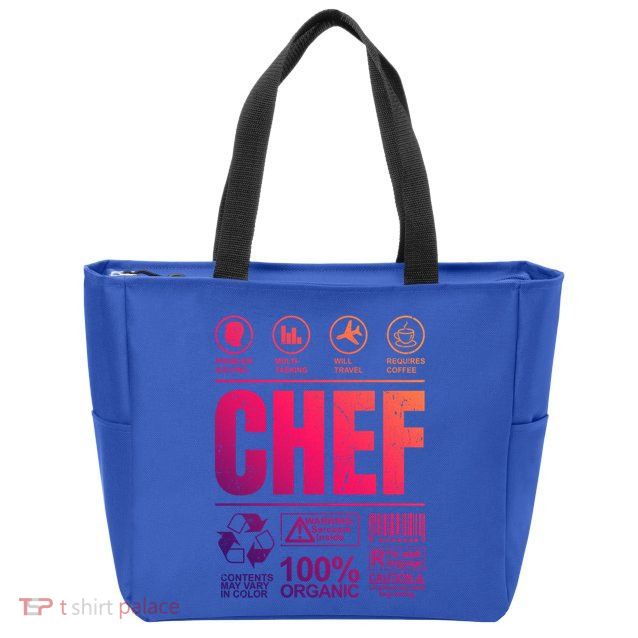 Warning Label Caution Chef At Work Sign Gift Zip Tote Bag