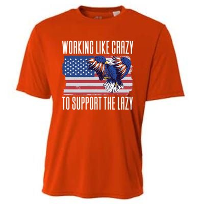 Working Like Crazy To Support The Lazy Gift Cooling Performance Crew T-Shirt