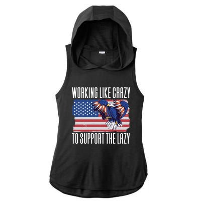 Working Like Crazy To Support The Lazy Gift Ladies PosiCharge Tri-Blend Wicking Draft Hoodie Tank