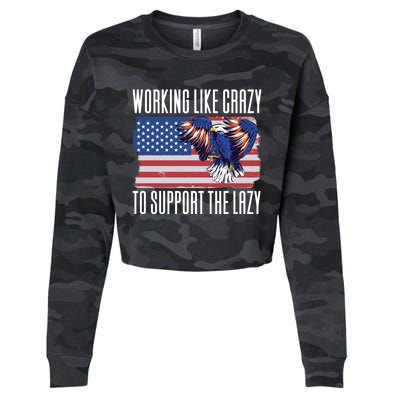 Working Like Crazy To Support The Lazy Gift Cropped Pullover Crew