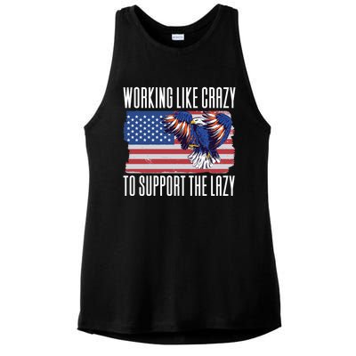 Working Like Crazy To Support The Lazy Gift Ladies PosiCharge Tri-Blend Wicking Tank