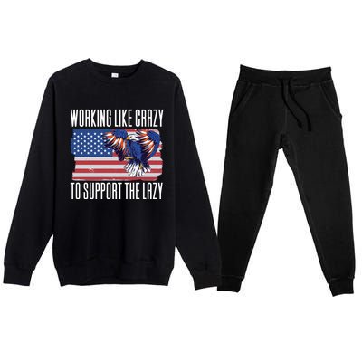 Working Like Crazy To Support The Lazy Gift Premium Crewneck Sweatsuit Set