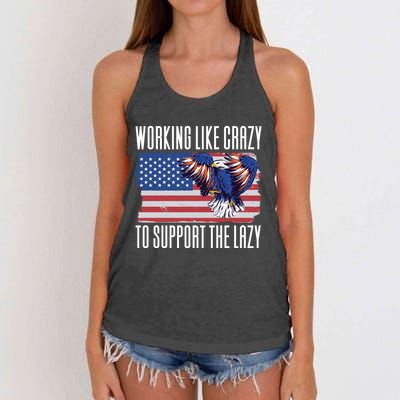 Working Like Crazy To Support The Lazy Gift Women's Knotted Racerback Tank