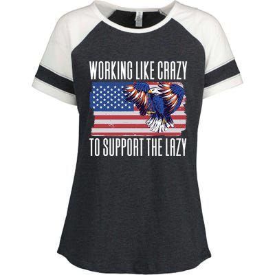 Working Like Crazy To Support The Lazy Gift Enza Ladies Jersey Colorblock Tee