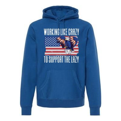 Working Like Crazy To Support The Lazy Gift Premium Hoodie