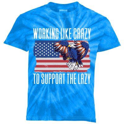 Working Like Crazy To Support The Lazy Gift Kids Tie-Dye T-Shirt