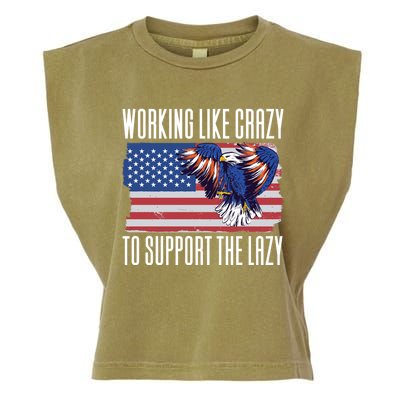 Working Like Crazy To Support The Lazy Gift Garment-Dyed Women's Muscle Tee