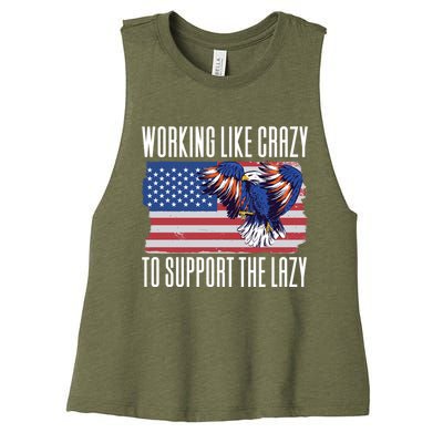 Working Like Crazy To Support The Lazy Gift Women's Racerback Cropped Tank