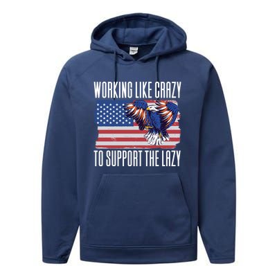 Working Like Crazy To Support The Lazy Gift Performance Fleece Hoodie