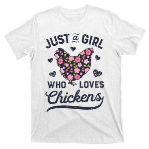 Who Loves Chickens Women Flowers Farm T-Shirt