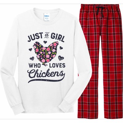 Who Loves Chickens Women Flowers Farm Long Sleeve Pajama Set