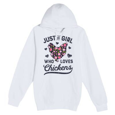 Who Loves Chickens Women Flowers Farm Premium Pullover Hoodie