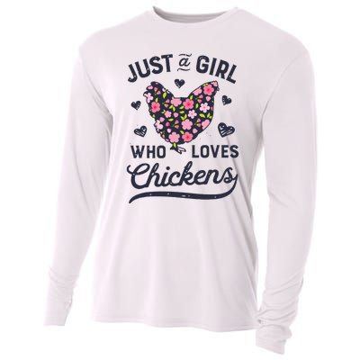 Who Loves Chickens Women Flowers Farm Cooling Performance Long Sleeve Crew