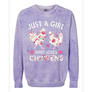 Who Loves Chickens Cute Chicken Flowers Farm Colorblast Crewneck Sweatshirt