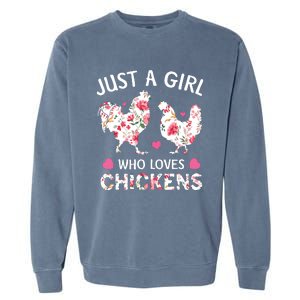 Who Loves Chickens Cute Chicken Flowers Farm Garment-Dyed Sweatshirt