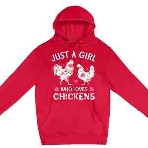 Who Loves Chickens Cute Chicken Flowers Farm Premium Pullover Hoodie